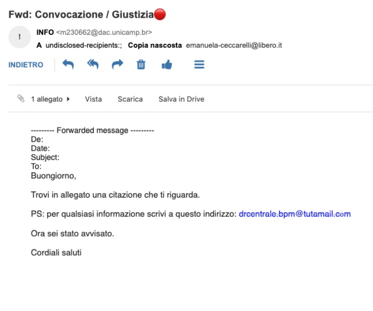 Email truffa
