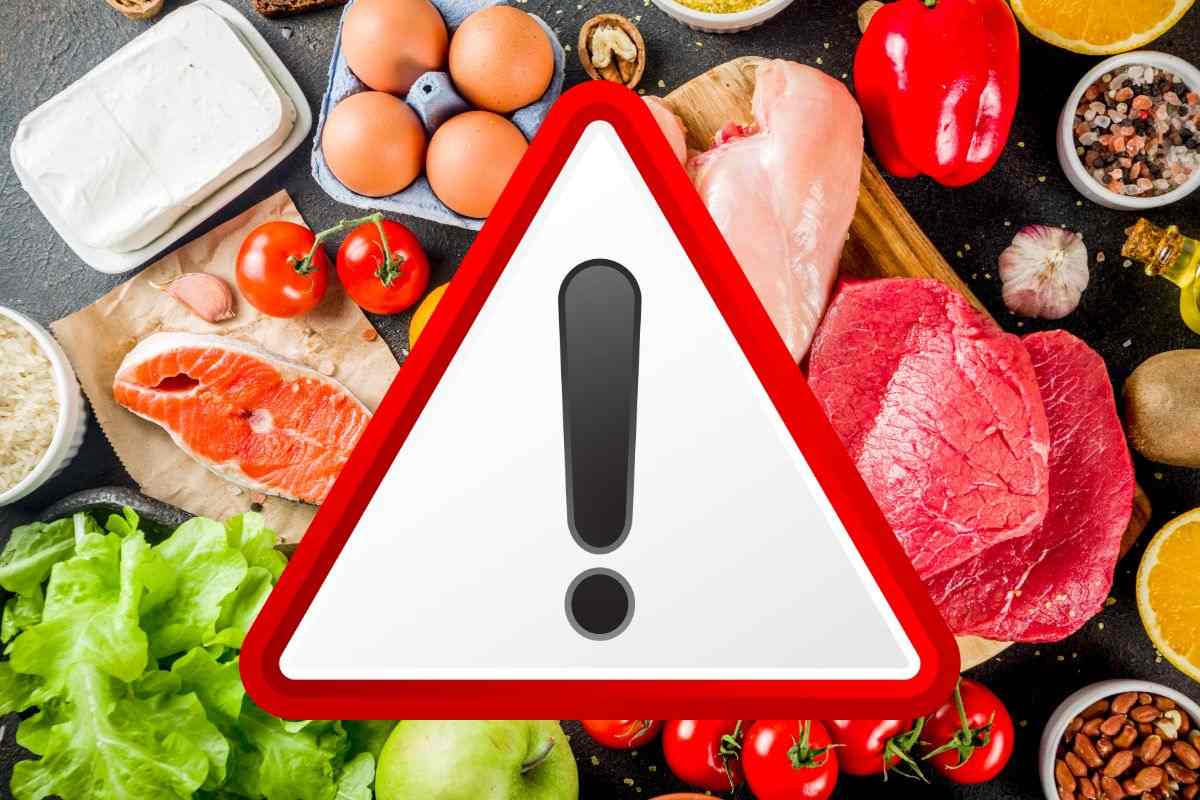 alimenti e segno di pericolo 