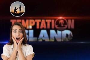 logo temptation island, donna sorpresa e proposta di matrimonio in icona