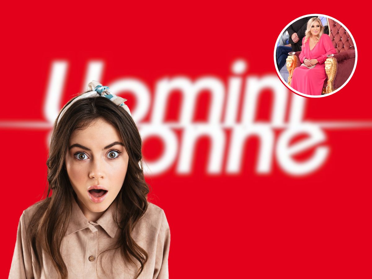 logo uomini e donne, ragazza sorpresa e tina cipollari in icona