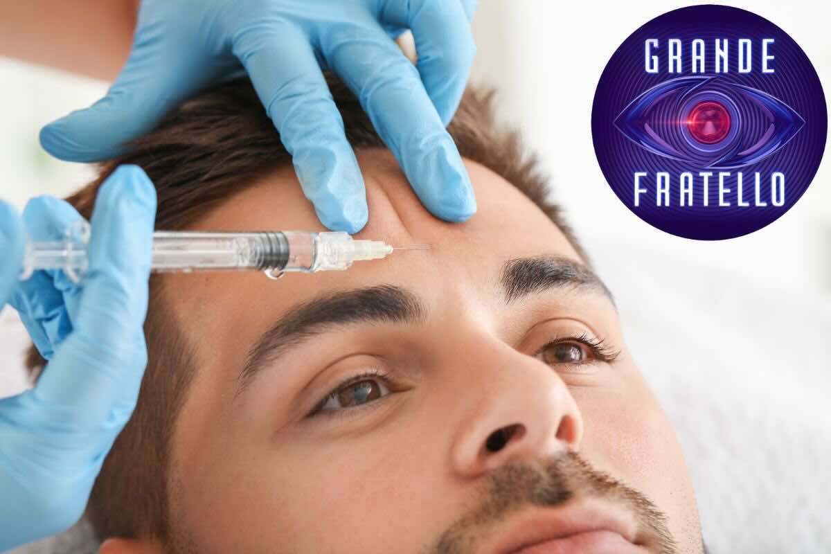 Uomo si sottopone a botox, logo Grande Fratello